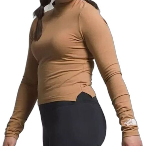 The NORTH FACE Evolution Fitted Mock Neck Tan Long Sleeve Womens Medium - Picture 6 of 12